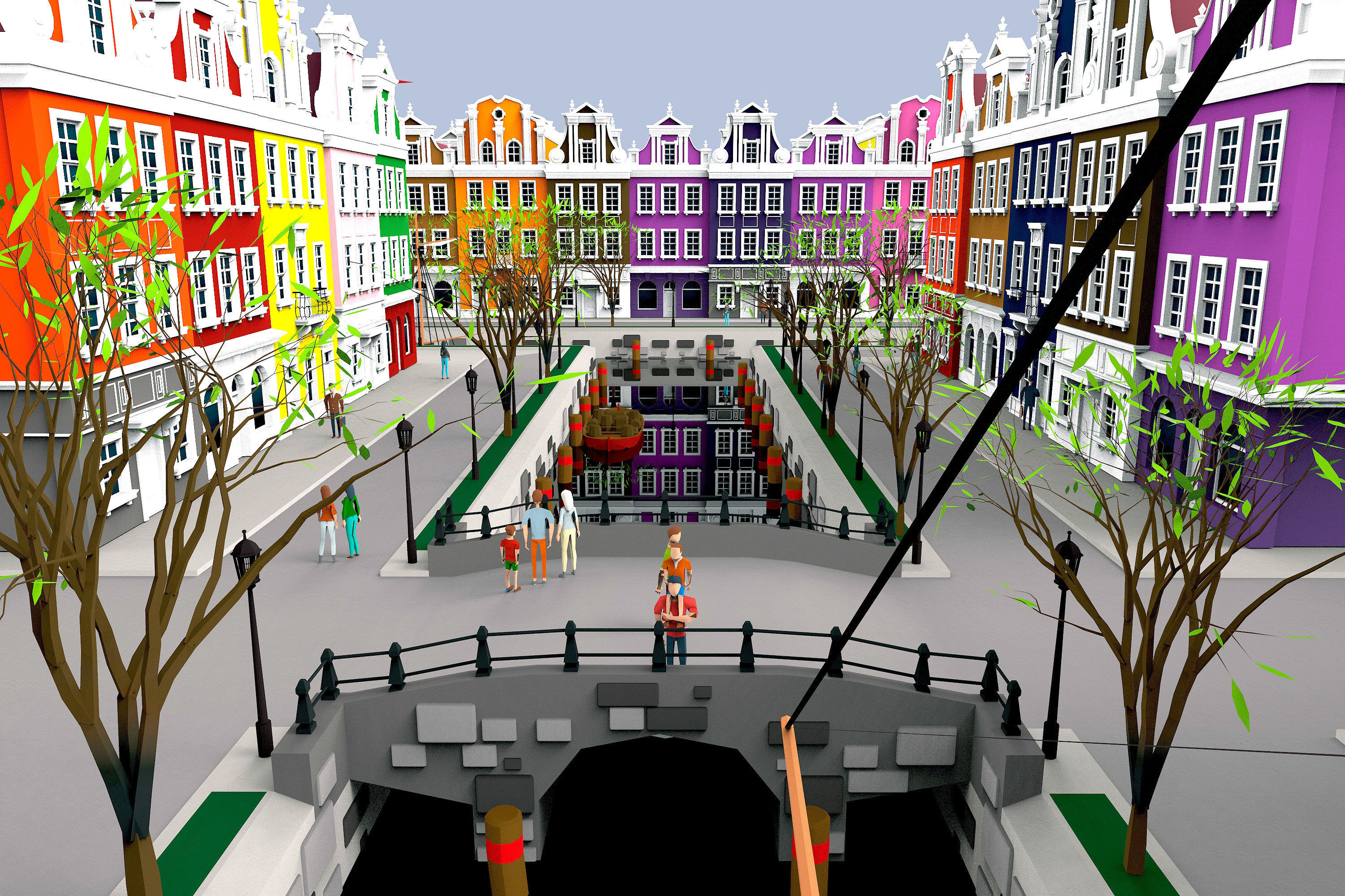 cityscape building Low-poly 3D model_12