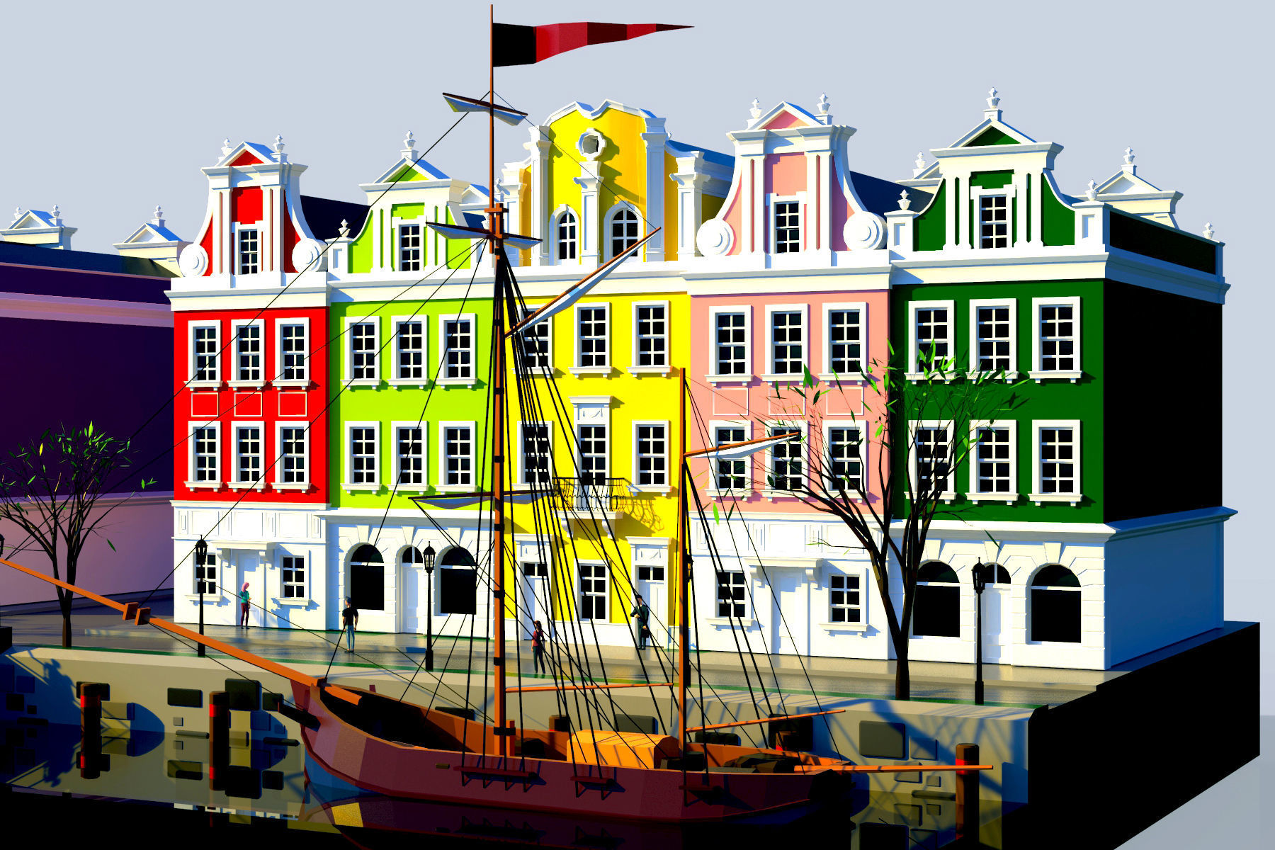 cityscape building Low-poly 3D model_15