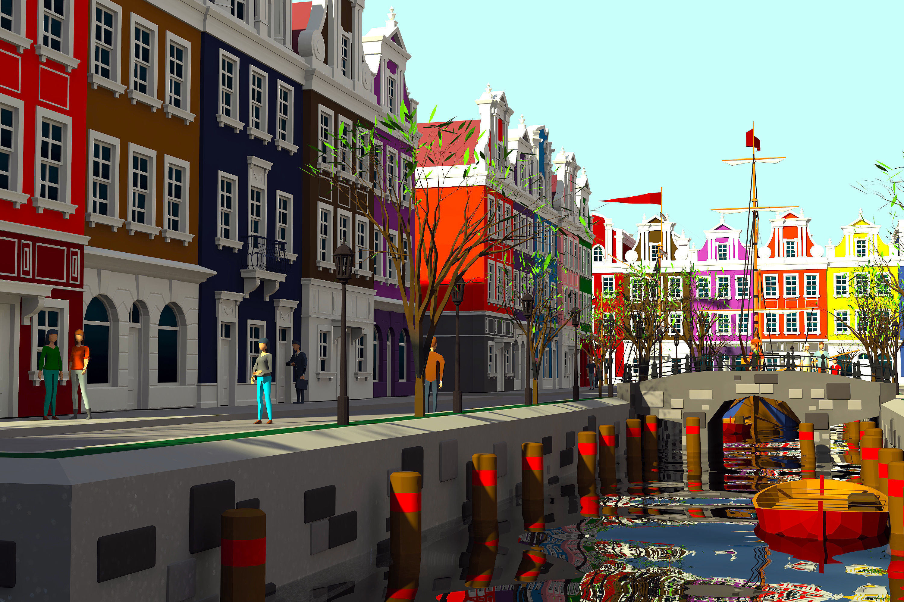 cityscape building Low-poly 3D model_13