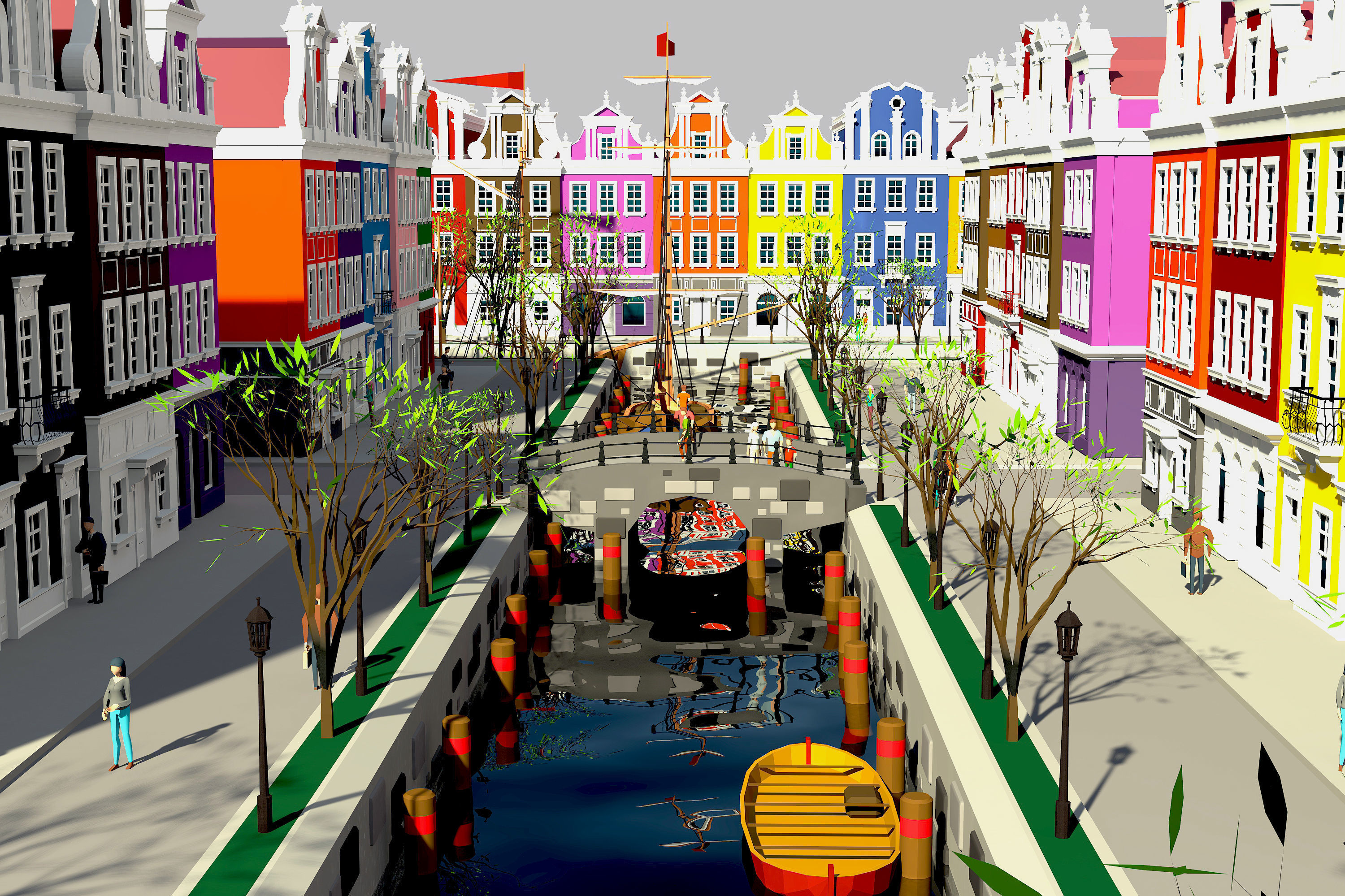 cityscape building Low-poly 3D model_14