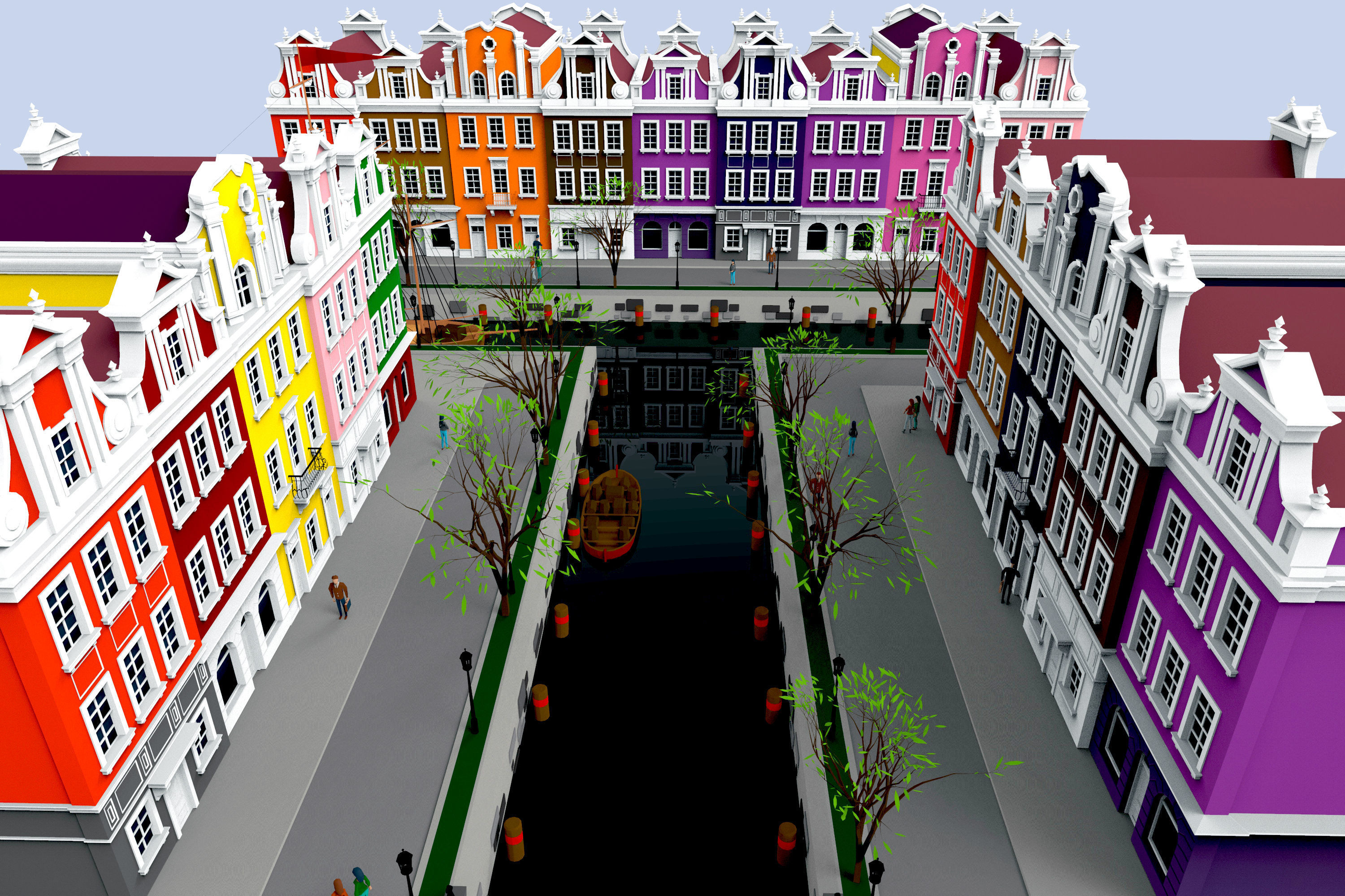 cityscape building Low-poly 3D model_17