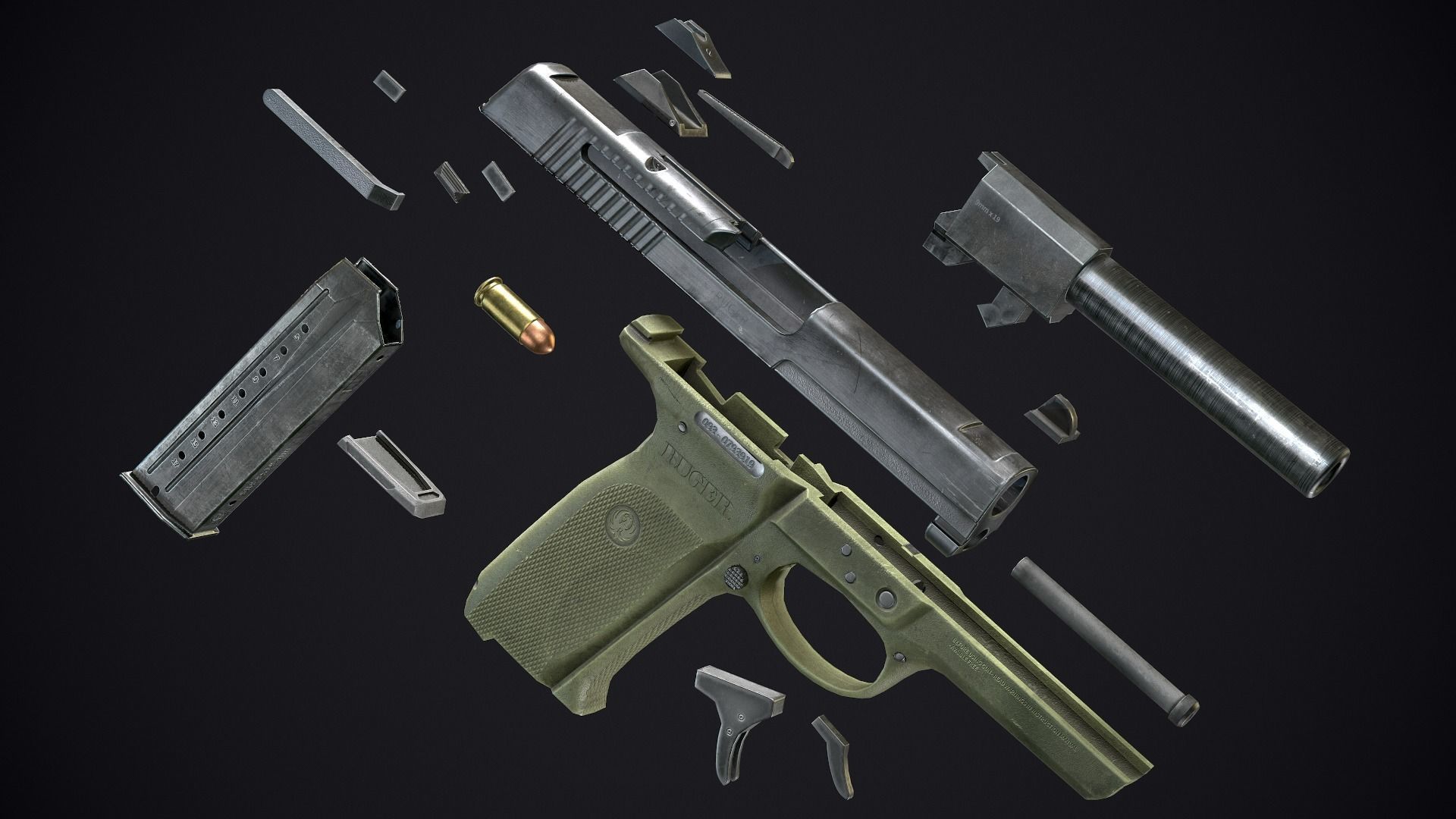 Ruger SR9 Low-poly 3D model_20