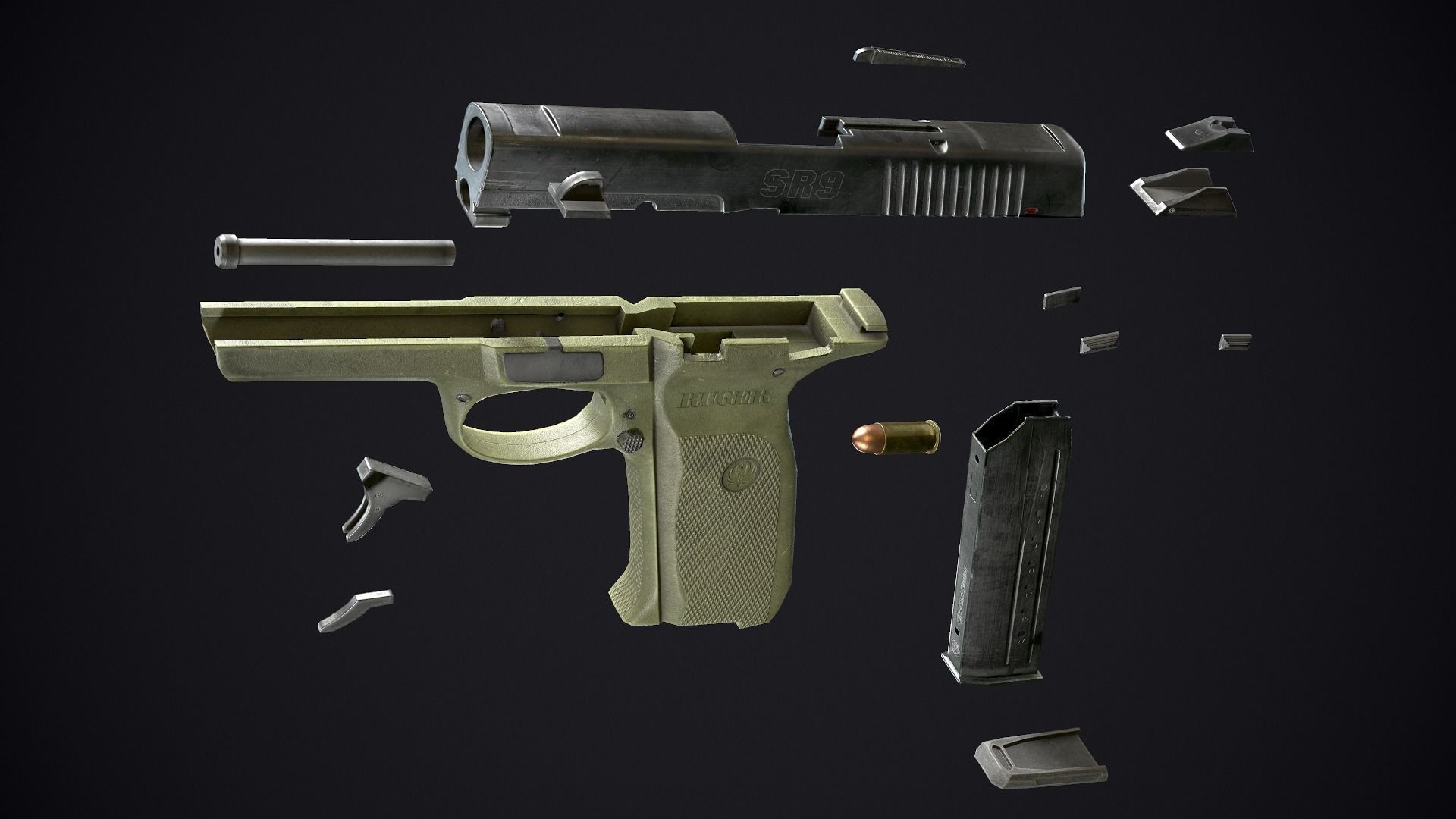 Ruger SR9 Low-poly 3D model_21