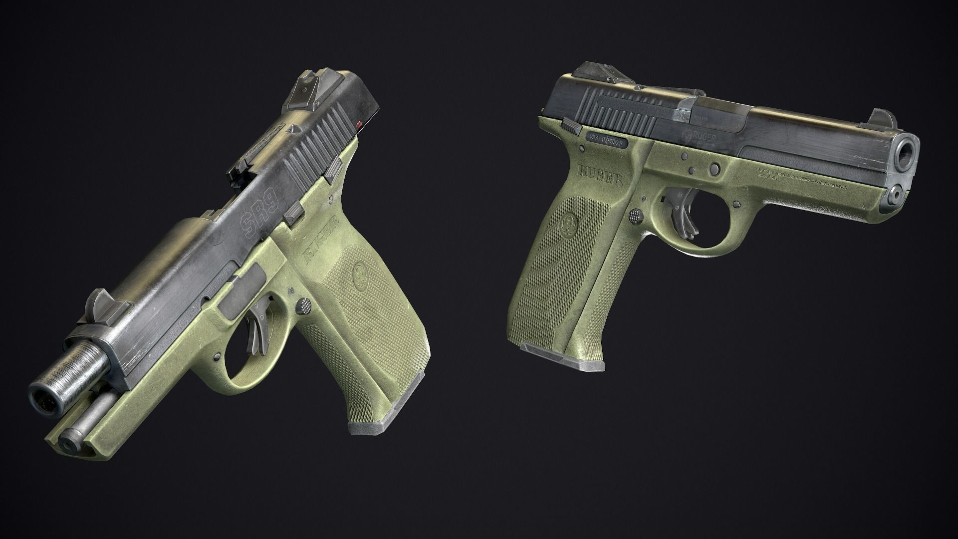 Ruger SR9 Low-poly 3D model_5