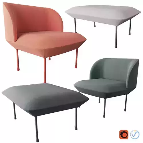 Oslo lounge chair and Pouf