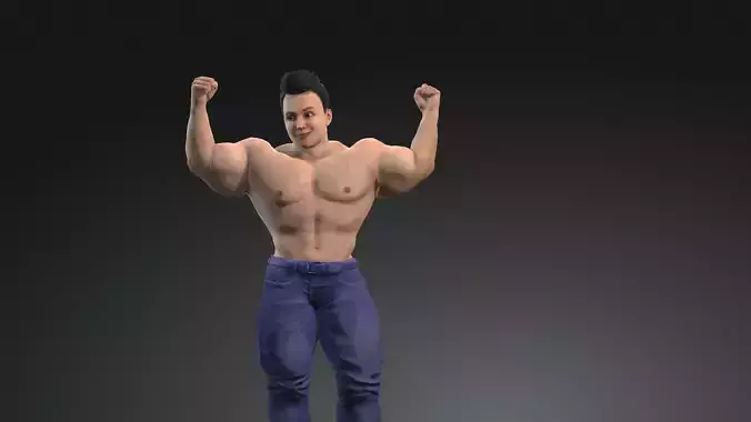 BODYBUILDER man showing off his muscles Low-poly 3D model