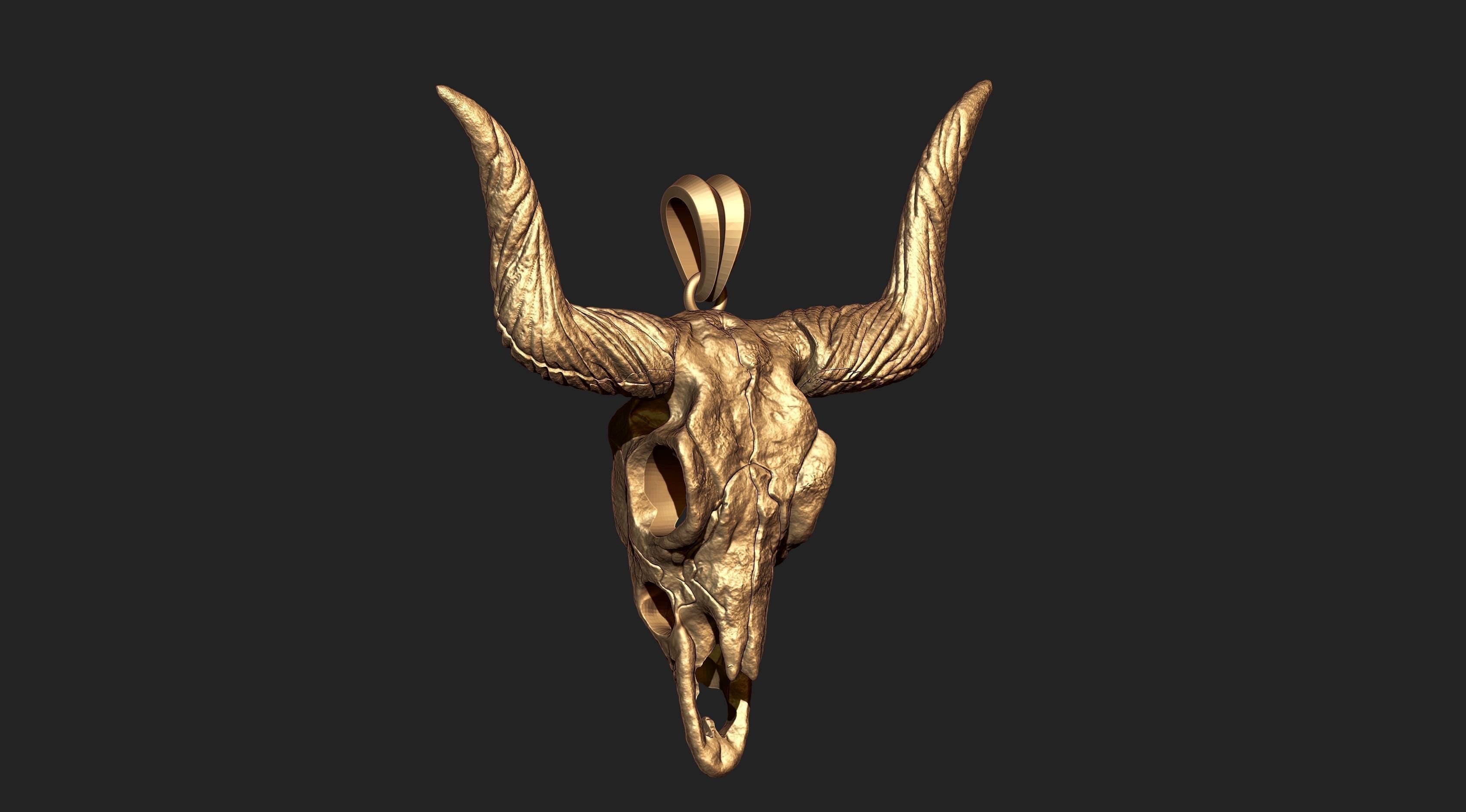 Longhorn Skull  Pendant  3D print model_4