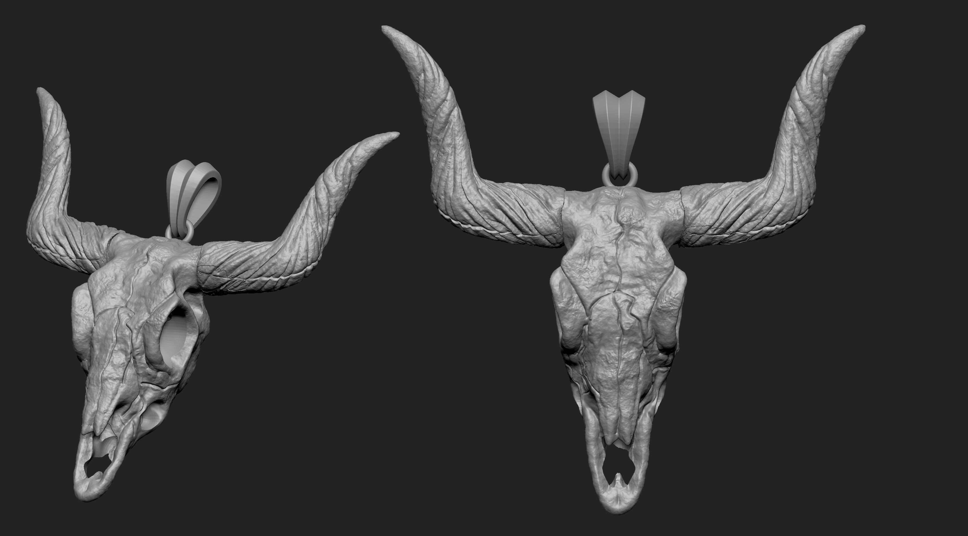 Longhorn Skull  Pendant  3D print model_8