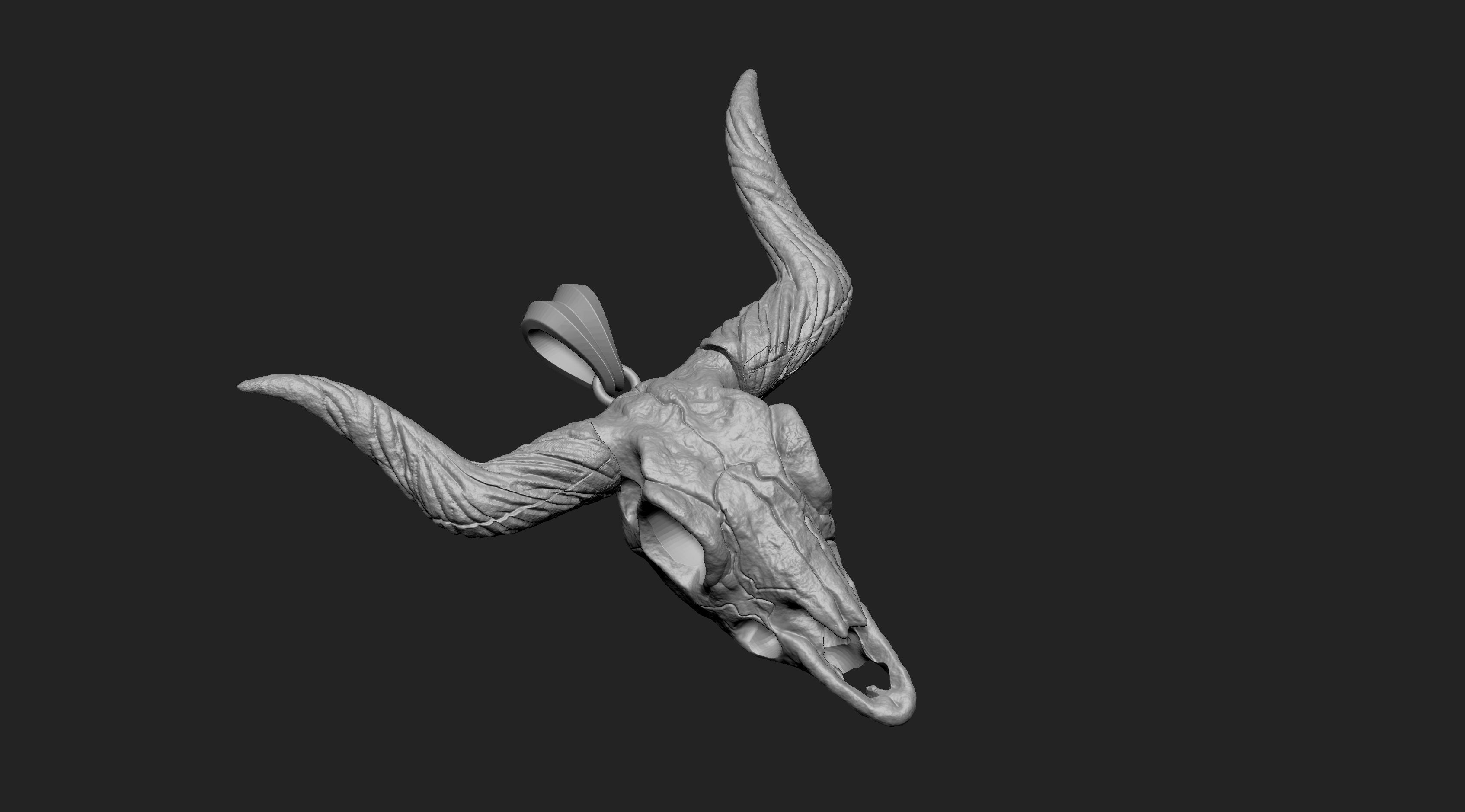 Longhorn Skull  Pendant  3D print model_9