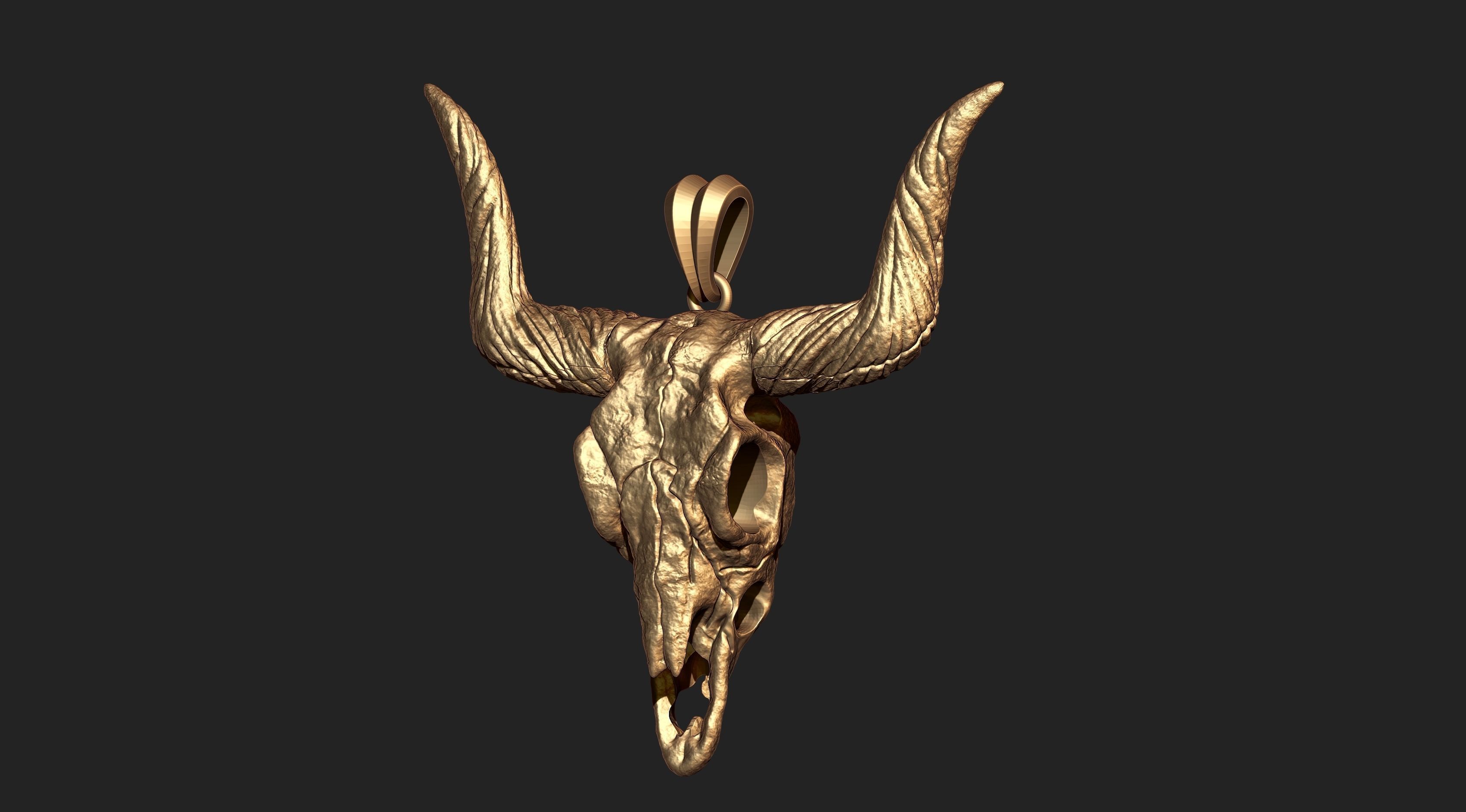 Longhorn Skull  Pendant  3D print model_3