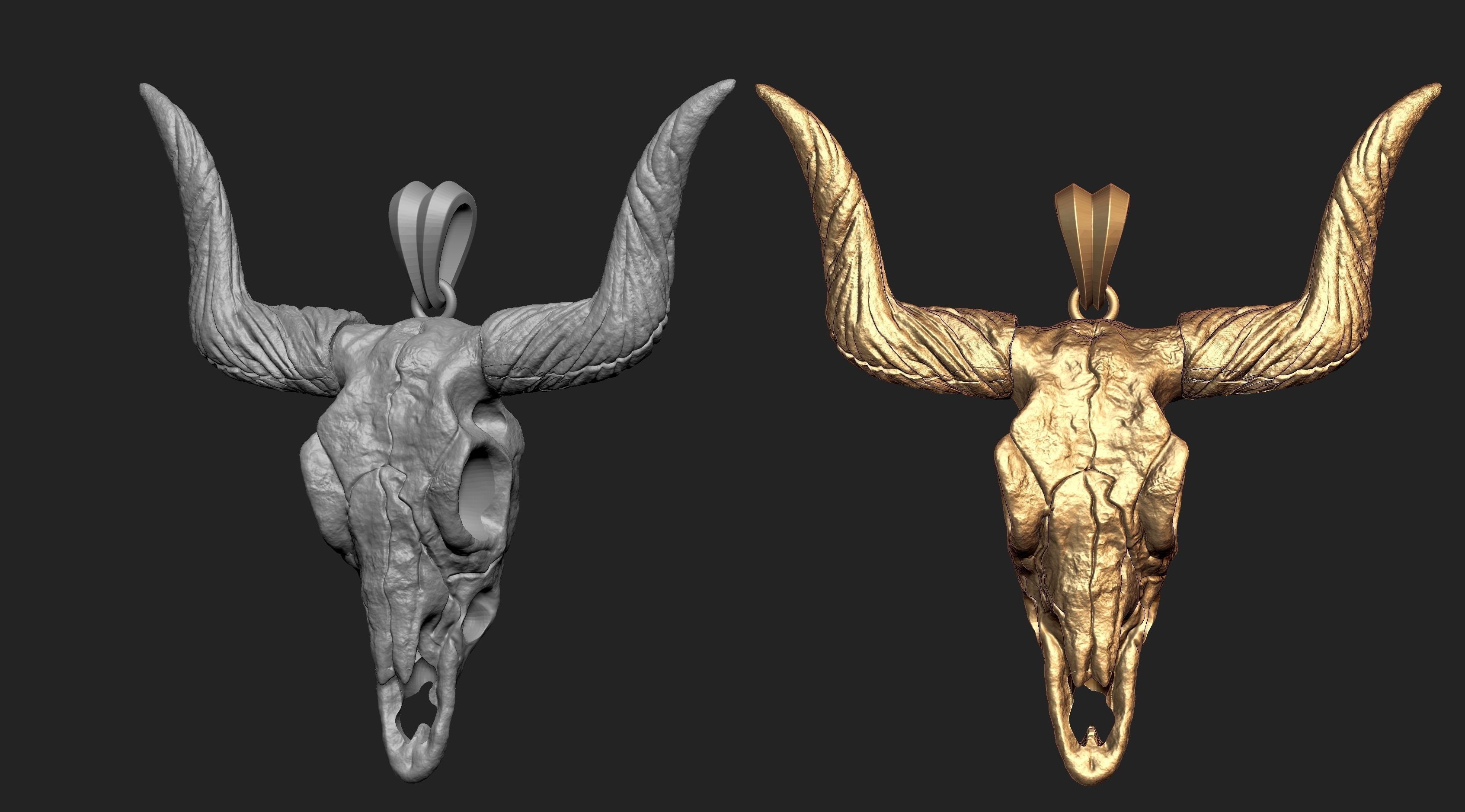 Longhorn Skull  Pendant  3D print model_2