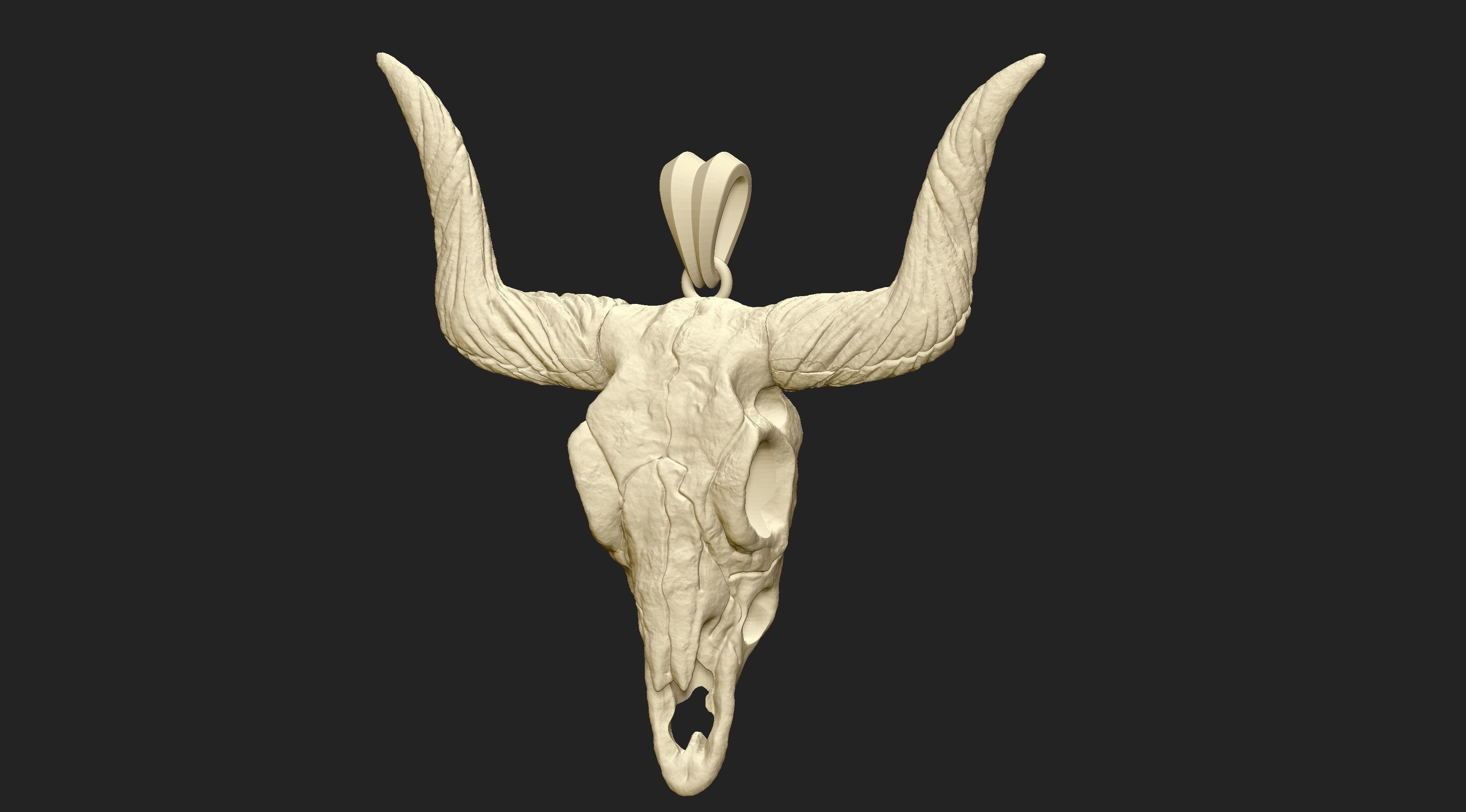 Longhorn Skull  Pendant  3D print model_7