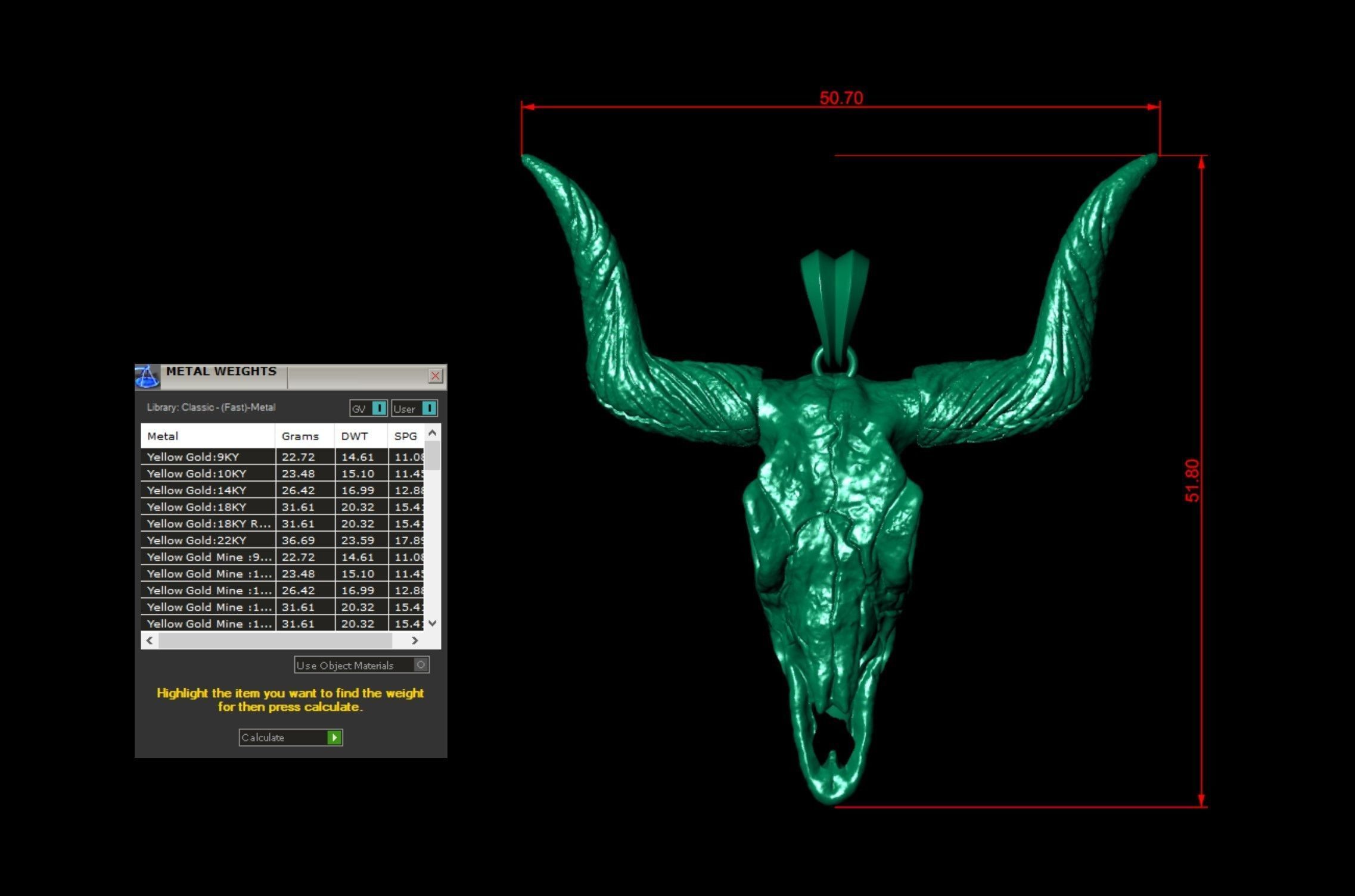 Longhorn Skull  Pendant  3D print model_11