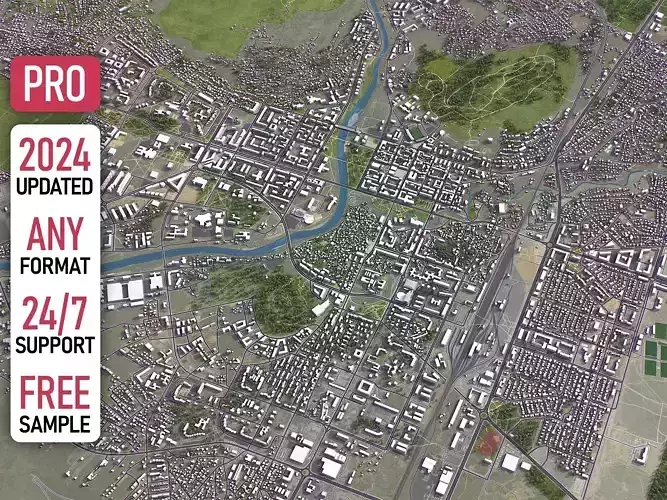 Podgorica - 3D City Model Low-poly 3D model