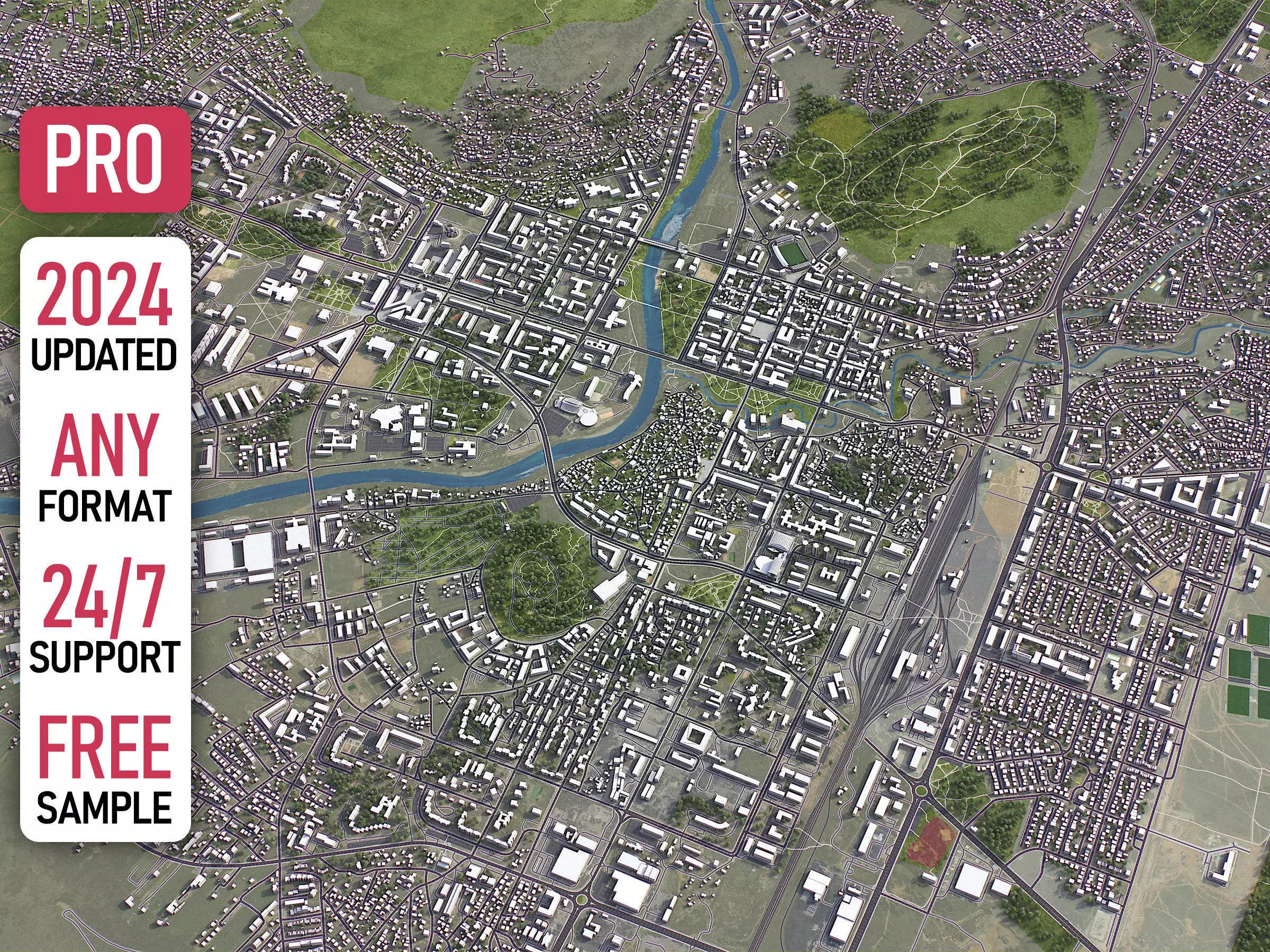 Podgorica - 3D City Model Low-poly 3D model_0