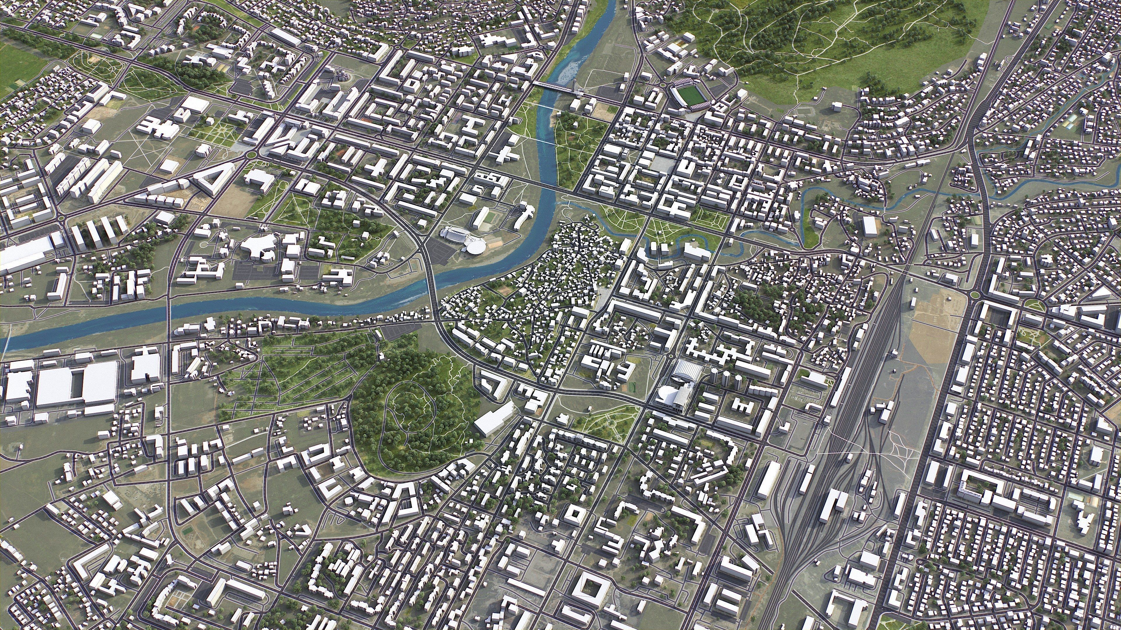 Podgorica - 3D City Model Low-poly 3D model_1