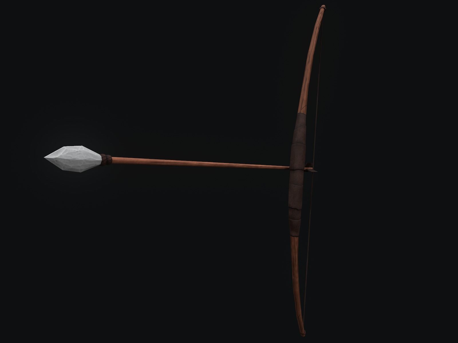 Primitive Wooden Bow Low-poly 3D model_4