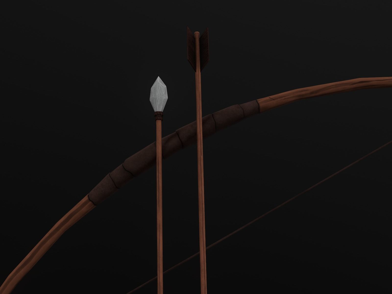 Primitive Wooden Bow Low-poly 3D model_2