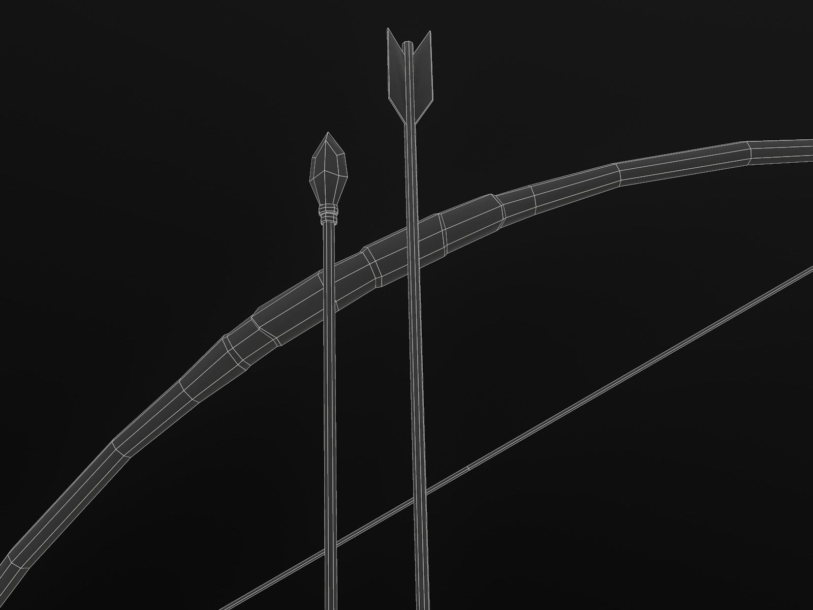 Primitive Wooden Bow Low-poly 3D model_3