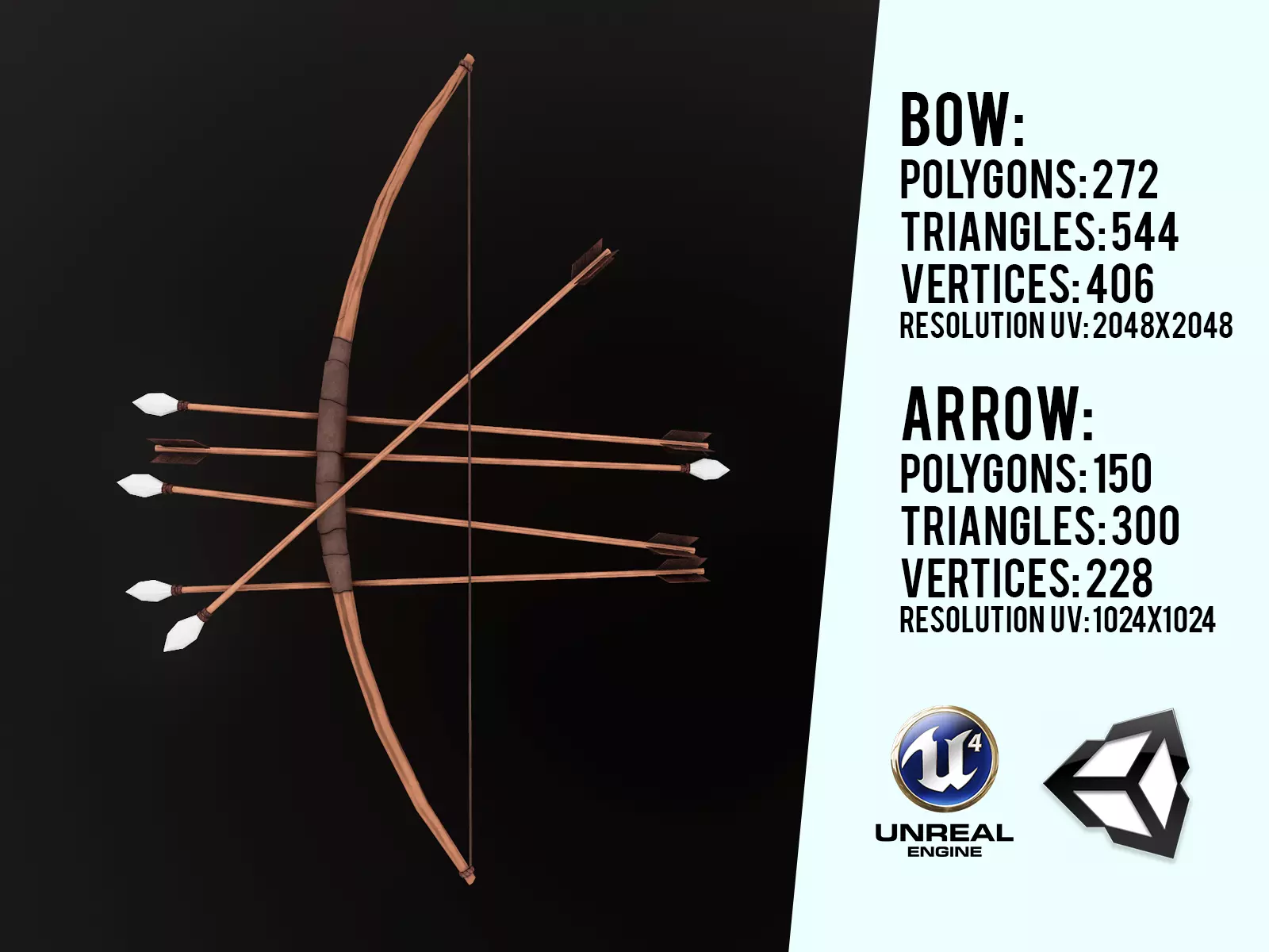 Primitive Wooden Bow Low-poly 3D model_0