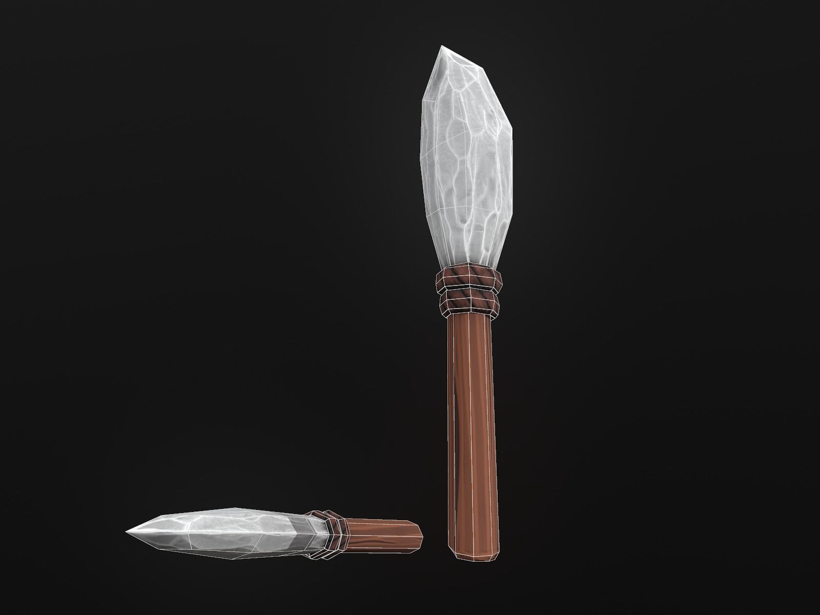 Primitive Stone Knife Low-poly 3D model_5