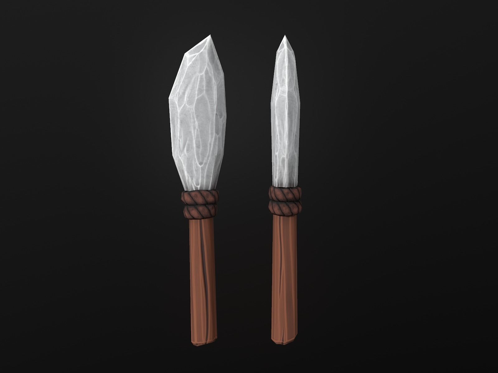 Primitive Stone Knife Low-poly 3D model_4