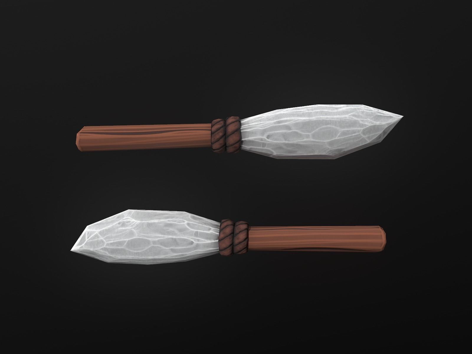 Primitive Stone Knife Low-poly 3D model_2