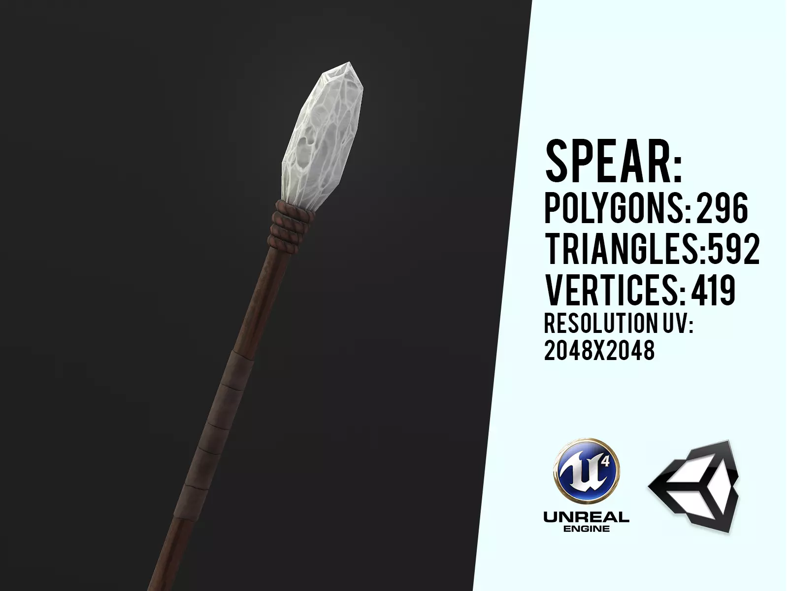 Primitive Stone Spear Low-poly 3D model_0