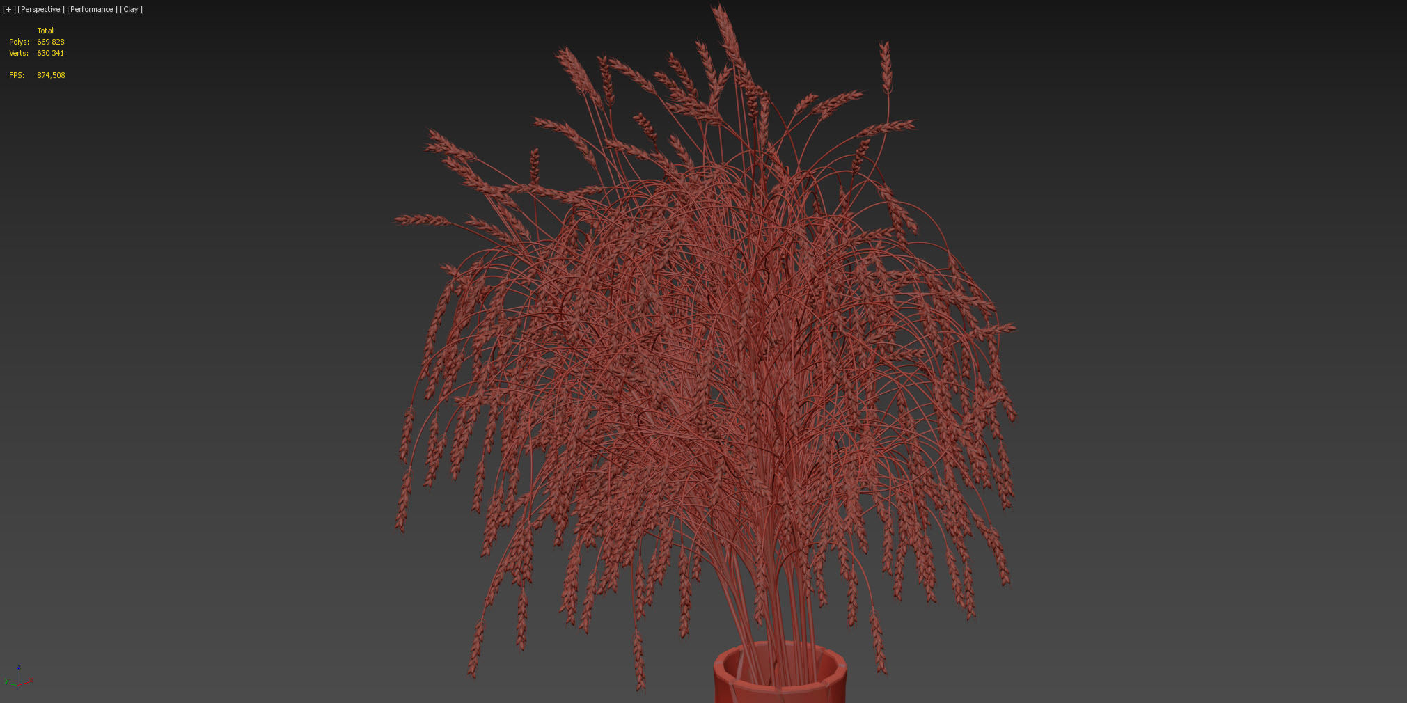 Decorative bouquet of ears of wheat 3D model_6