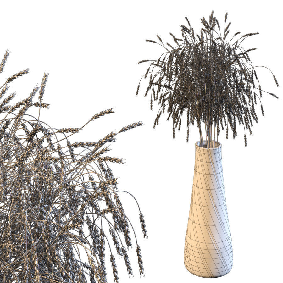 Decorative bouquet of ears of wheat 3D model_3