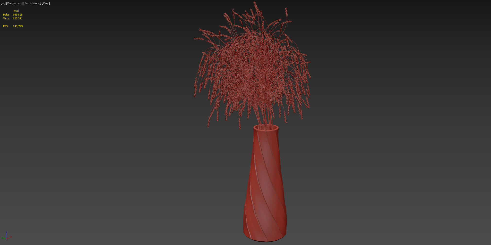 Decorative bouquet of ears of wheat 3D model_4
