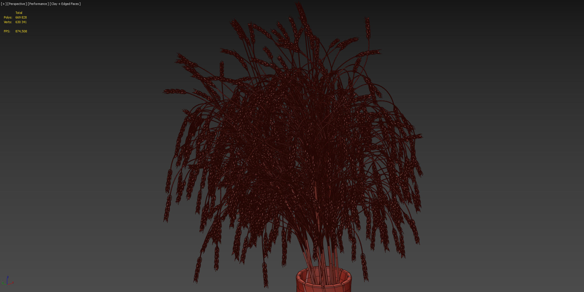 Decorative bouquet of ears of wheat 3D model_5