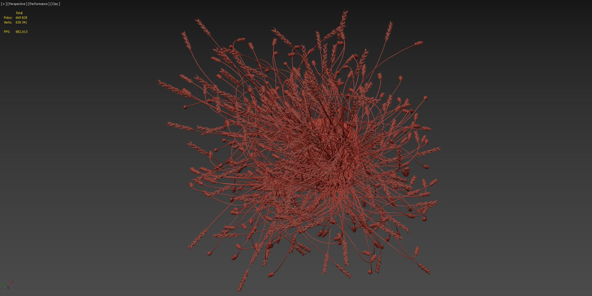 Decorative bouquet of ears of wheat 3D model_7