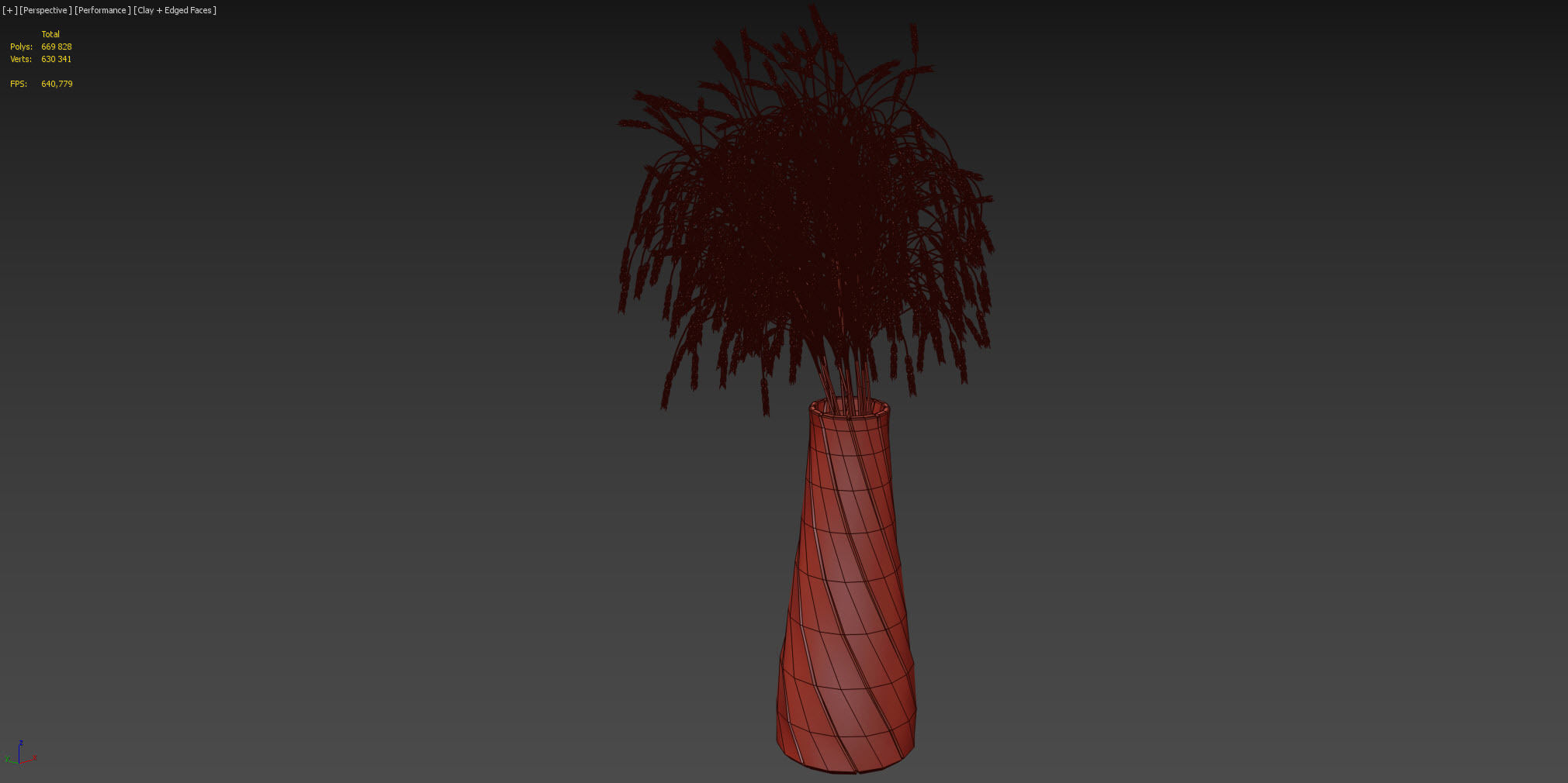 Decorative bouquet of ears of wheat 3D model_8