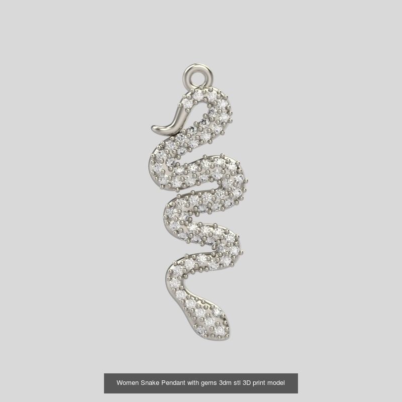 Women Snake Ring and Pendant with gems 3dm stl 3D Model Collection_3