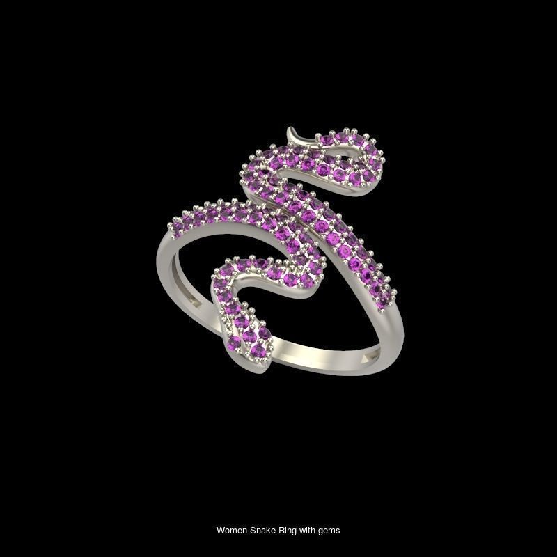 Women Snake Ring and Pendant with gems 3dm stl 3D Model Collection_4