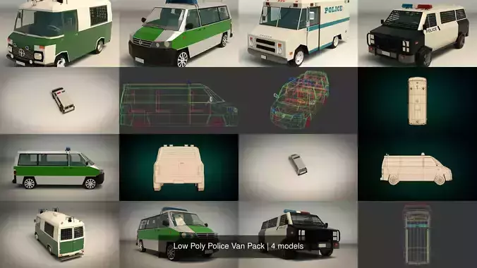 Low Poly Police Van Pack