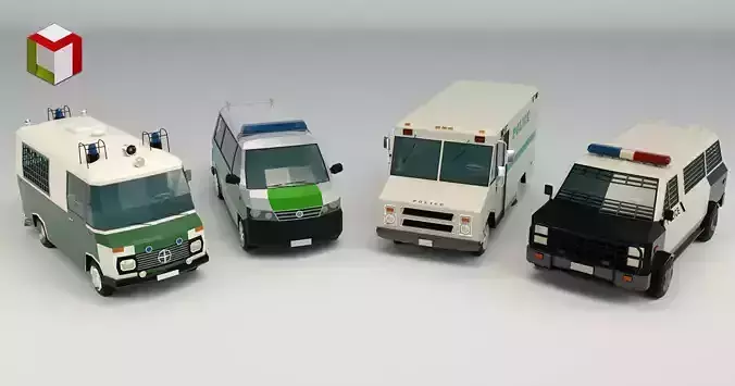 Low Poly Police Van Pack