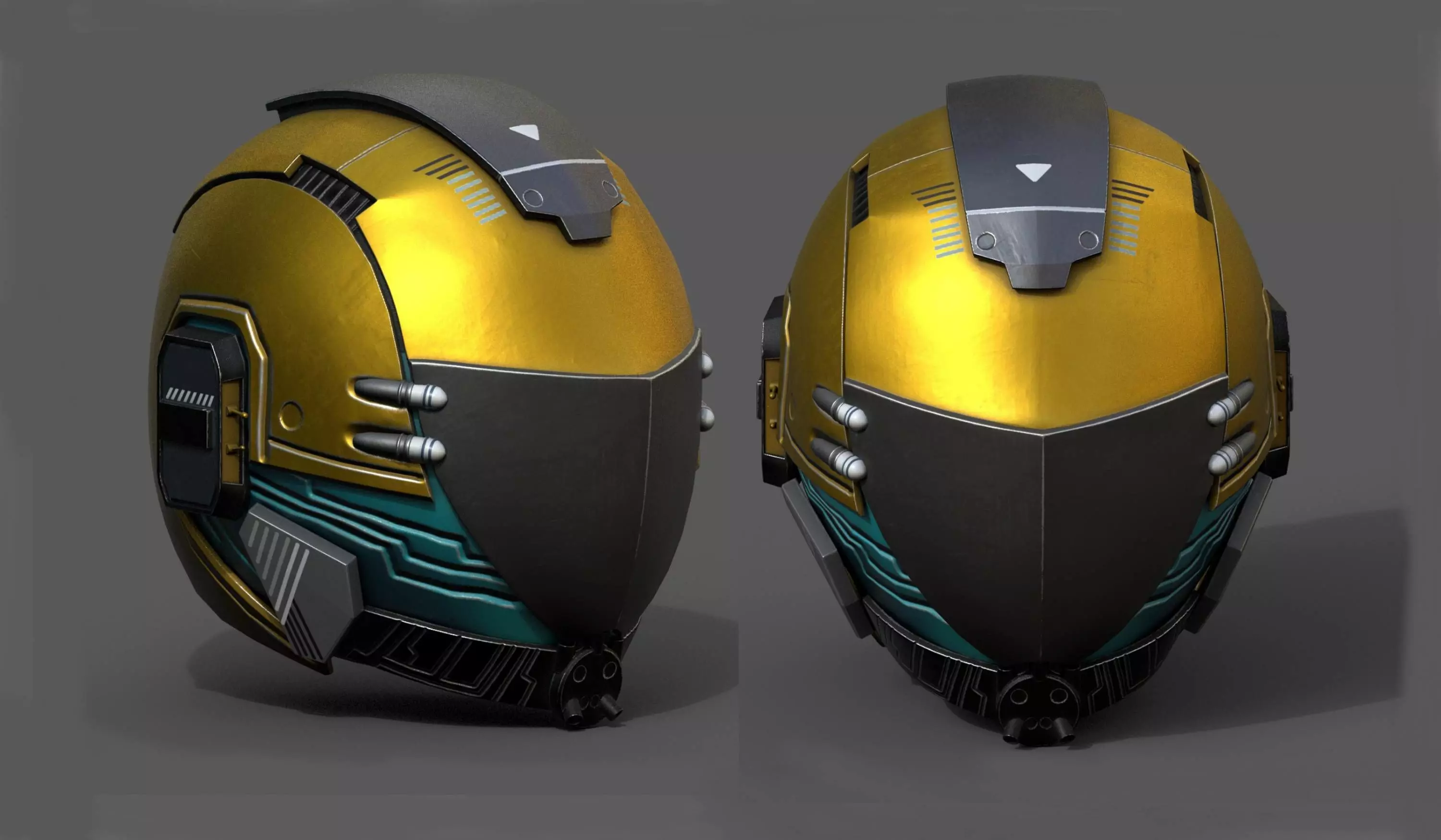 Helmet scifi fantasy space cyborg robot armor develop head Low-poly 3D model_0