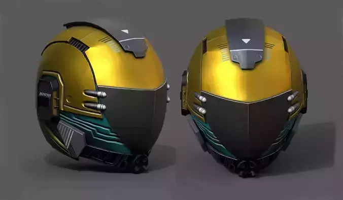 Helmet scifi fantasy space cyborg robot armor develop head