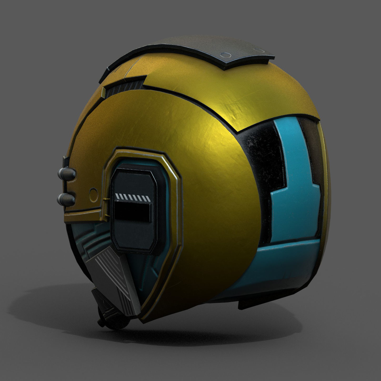 Helmet scifi fantasy space cyborg robot armor develop head Low-poly 3D model_6