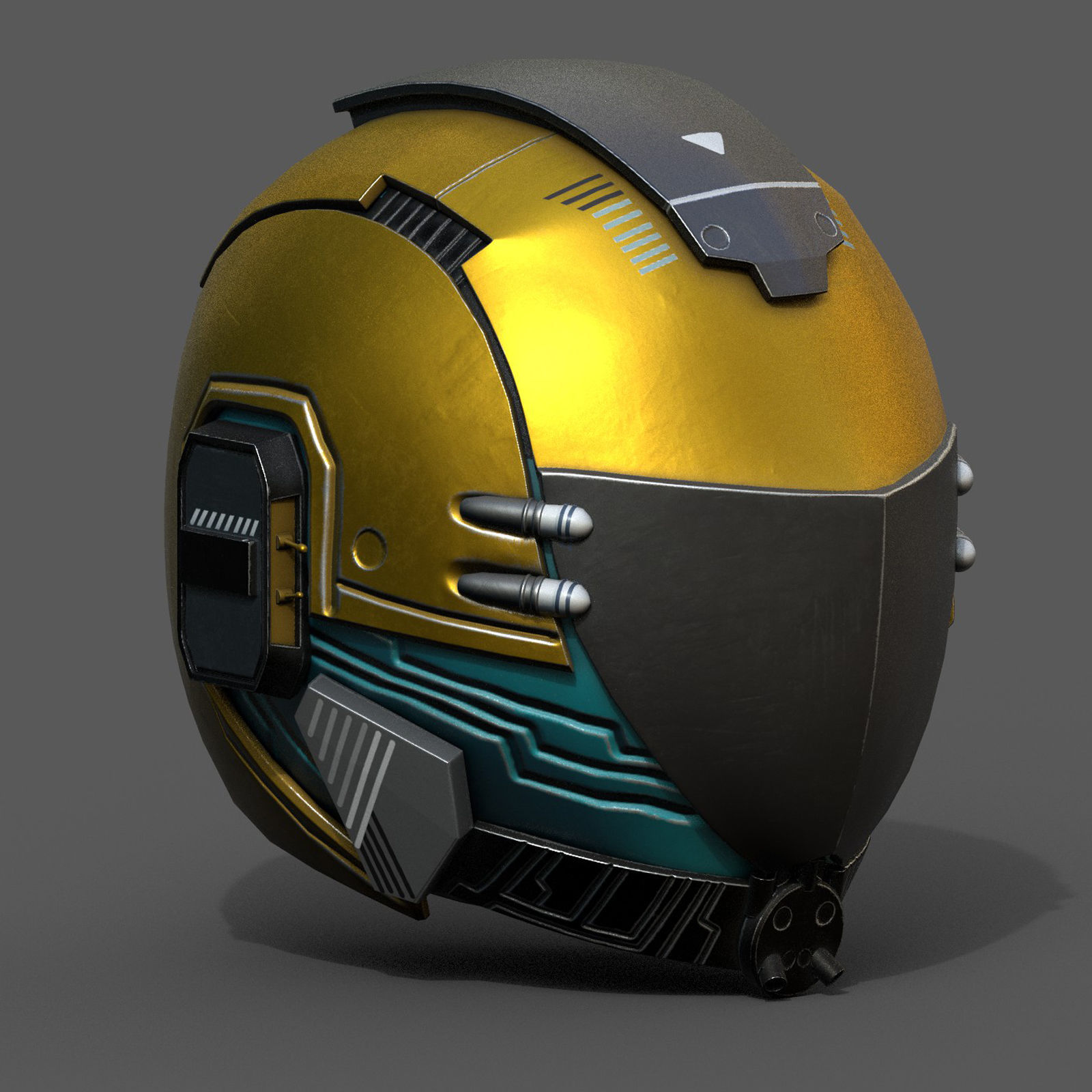 Helmet scifi fantasy space cyborg robot armor develop head Low-poly 3D model_1
