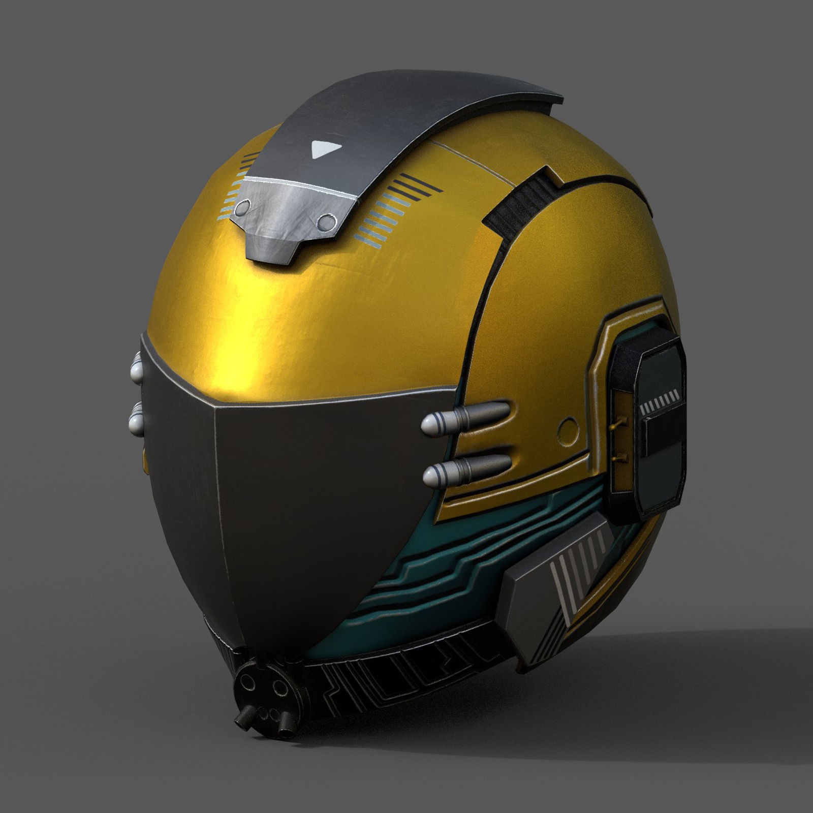 Helmet scifi fantasy space cyborg robot armor develop head Low-poly 3D model_3