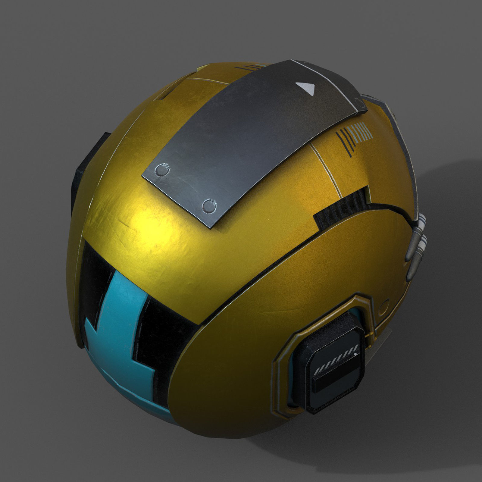 Helmet scifi fantasy space cyborg robot armor develop head Low-poly 3D model_7