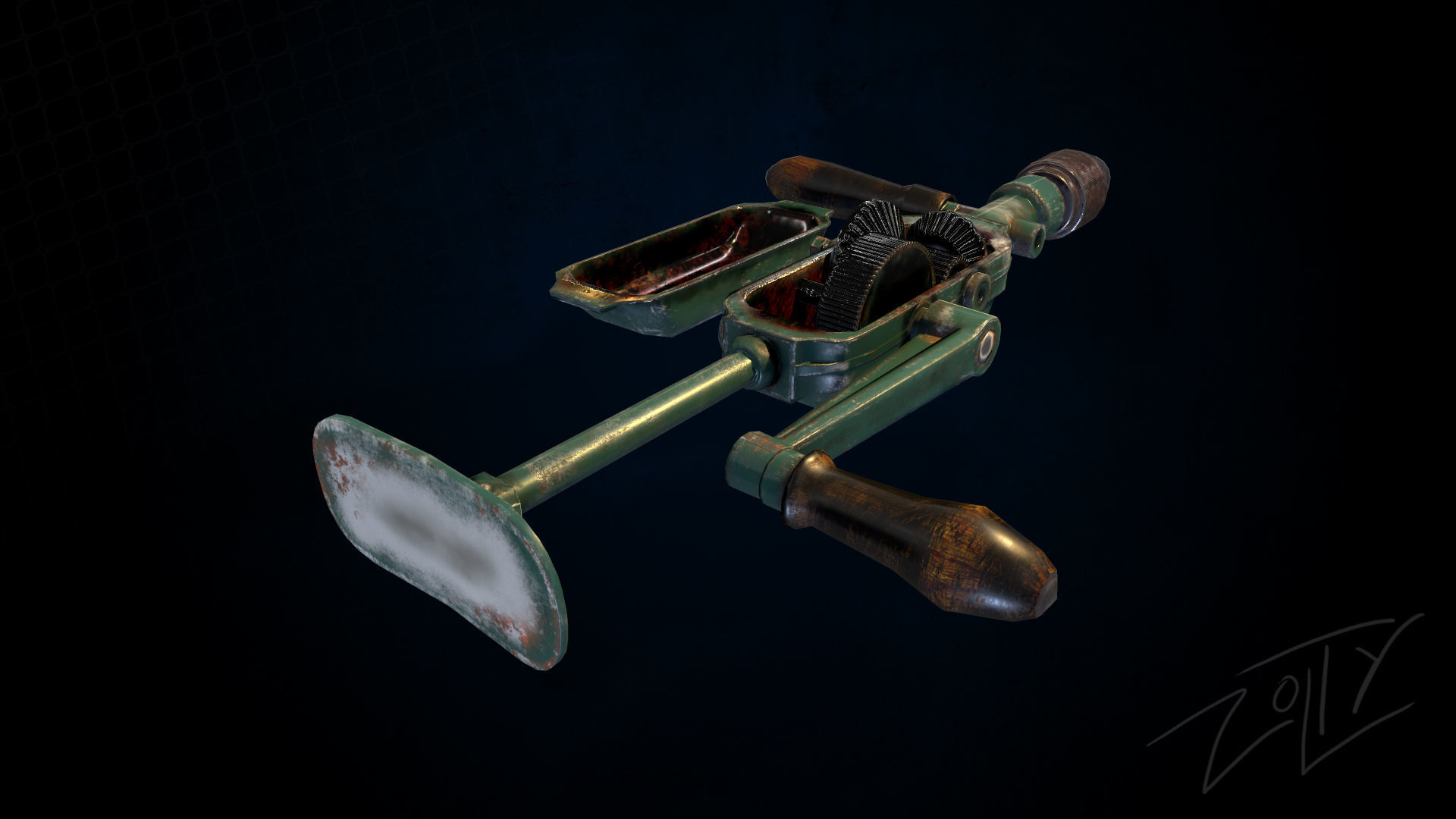 Drill game ready and pbr texture Low-poly 3D model_7