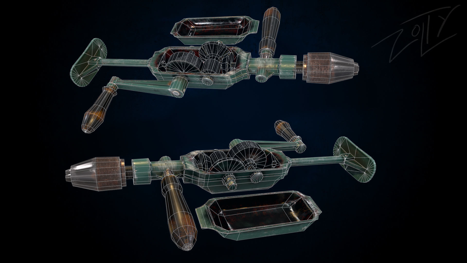 Drill game ready and pbr texture Low-poly 3D model_17