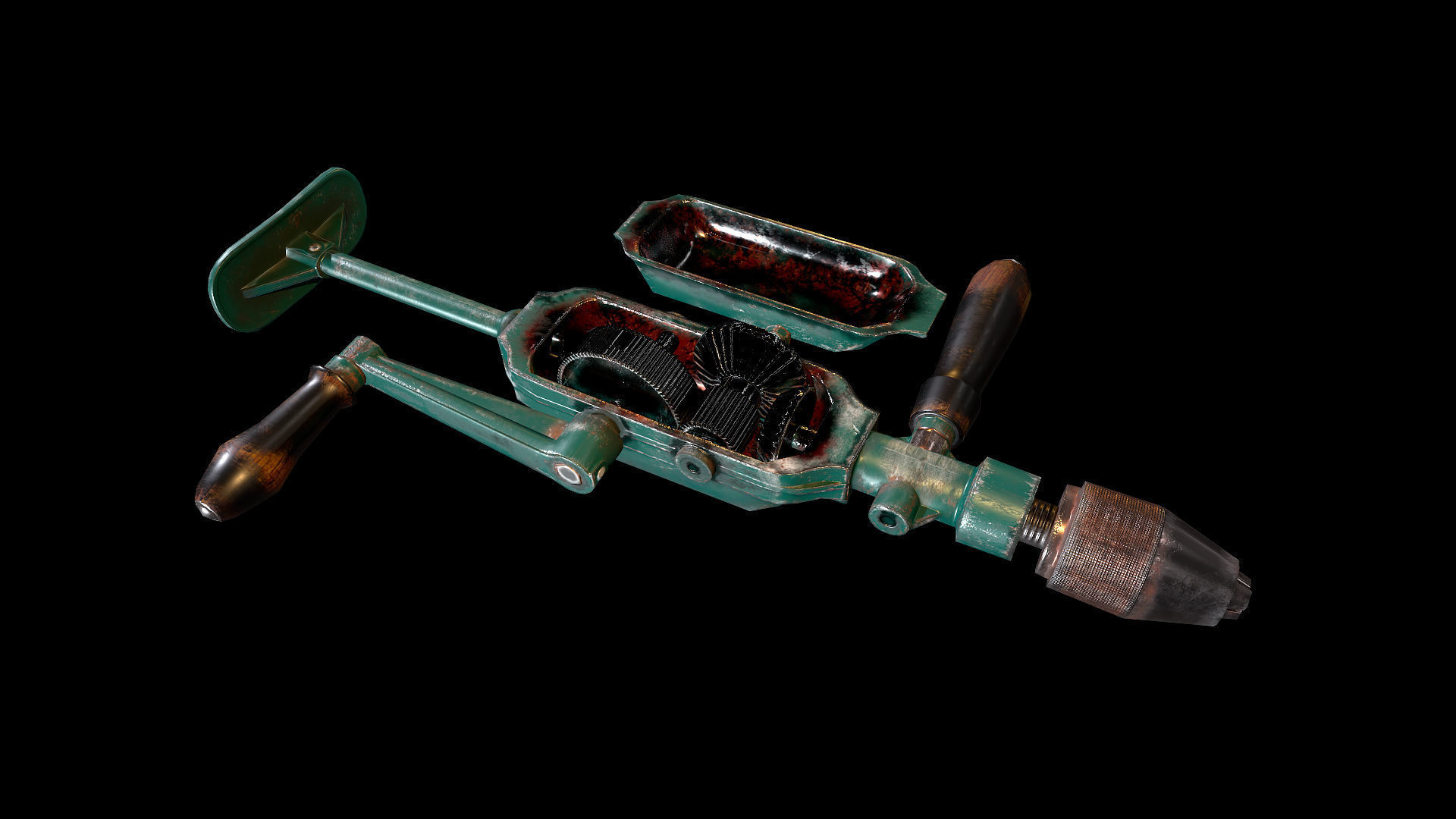 Drill game ready and pbr texture Low-poly 3D model_4