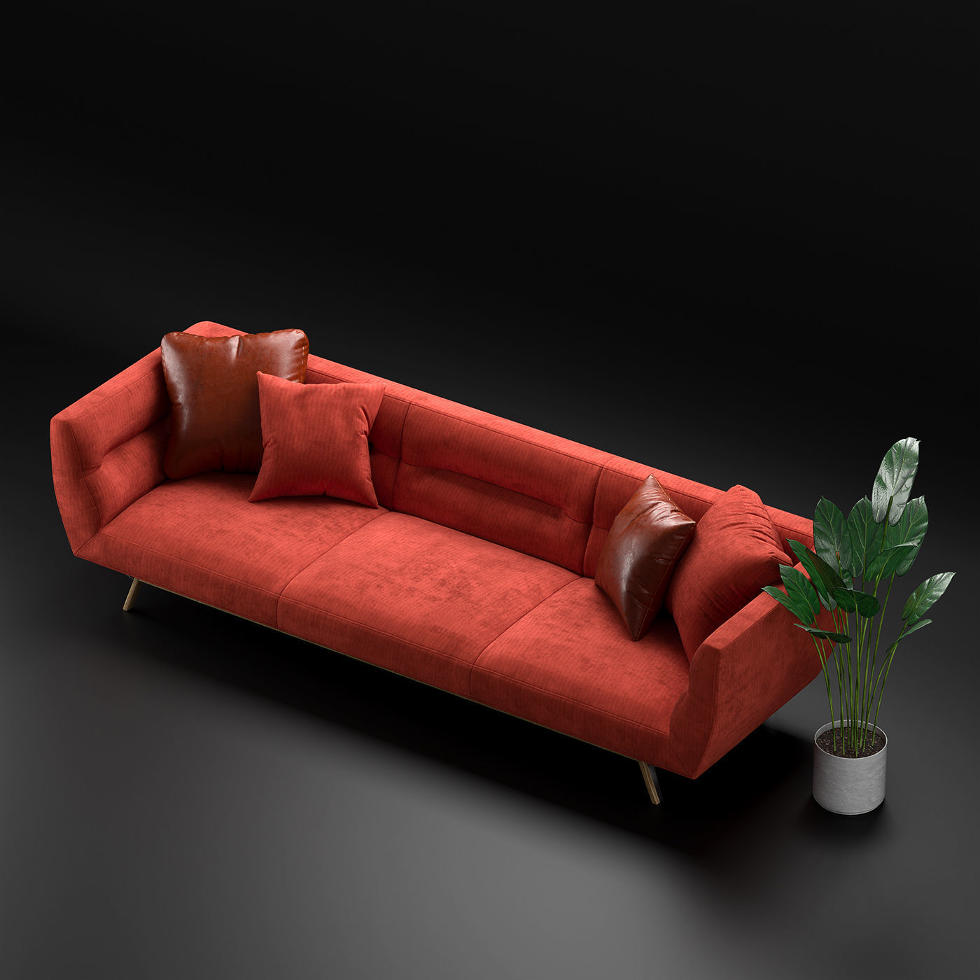 Natuzzi Positano 3 seater sofa 3D model_4