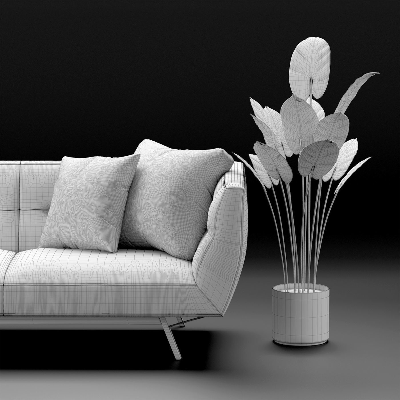 Natuzzi Positano 3 seater sofa 3D model_7