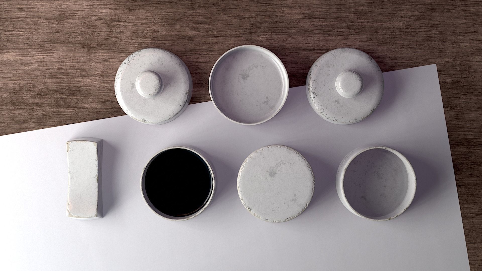 Calligraphy Set Dip Pen G Nib Ink Ceramic Pot and Pen Support 3D model_8